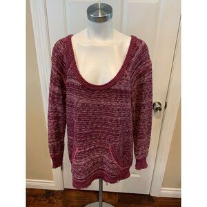 Free People Purple & White Heathered Scoop Neck Sweater, Size S
